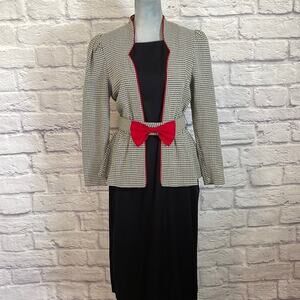 Vintage Sabino 90’s houndstooth midi dress